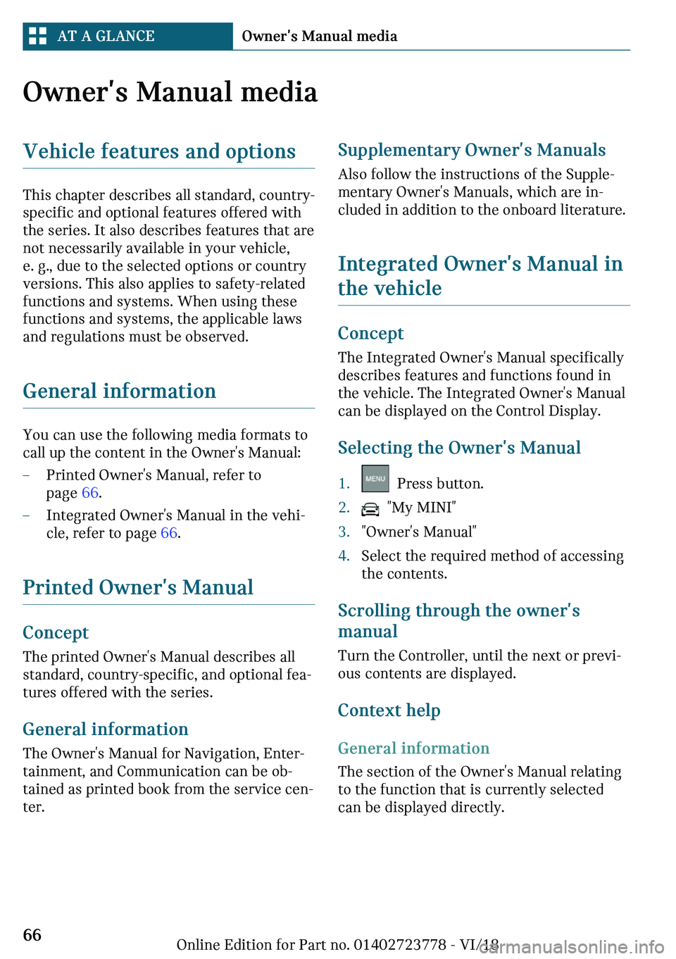 MINI COOPER CONVERTIBLE 2019  Owners Manual �O
�n�