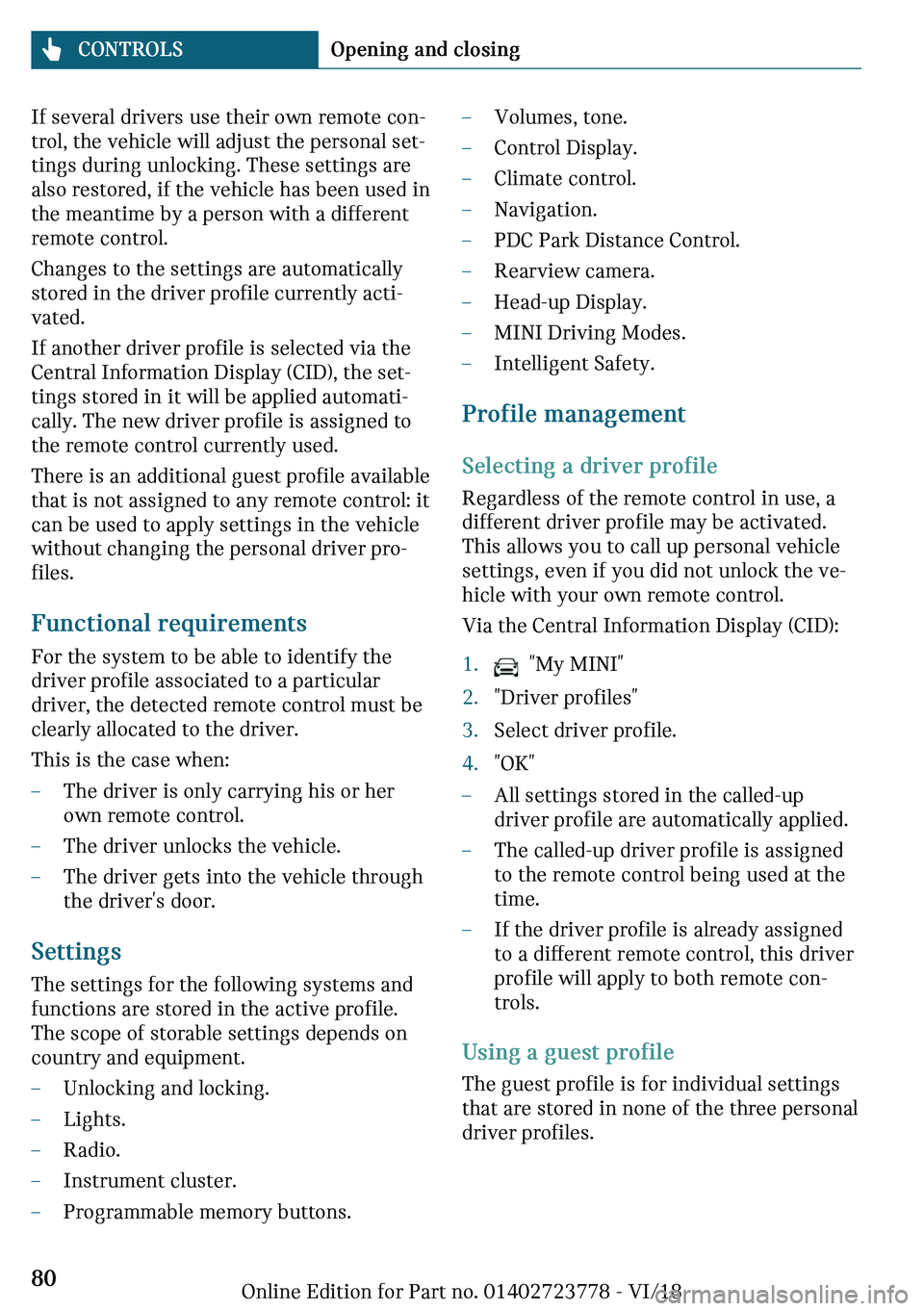 MINI COOPER CONVERTIBLE 2019  Owners Manual �-�f��