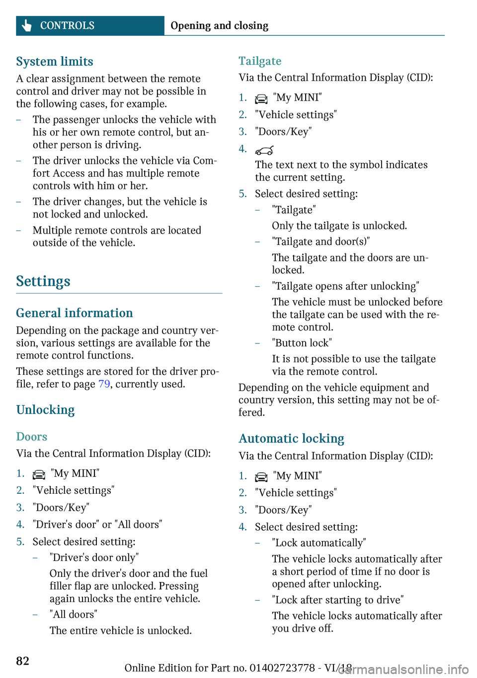 MINI COOPER CONVERTIBLE 2019  Owners Manual �d�