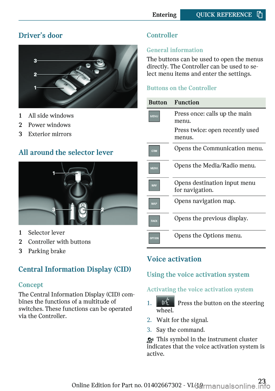 MINI COOPER CONVERTIBLE 2020  Owners Manual ��r�