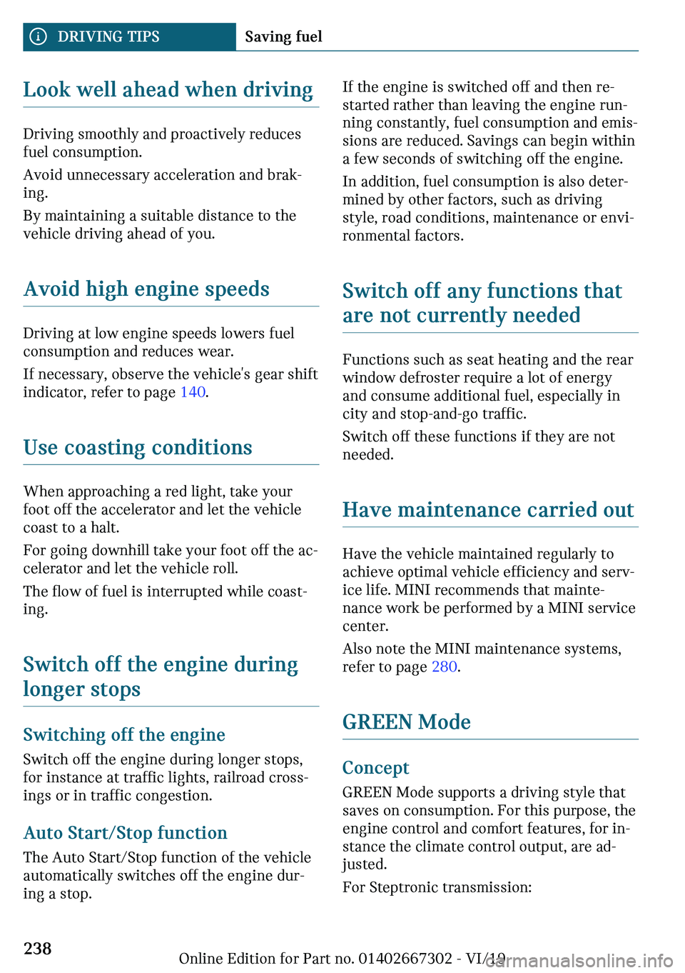 MINI COOPER CONVERTIBLE 2020  Owners Manual �A�