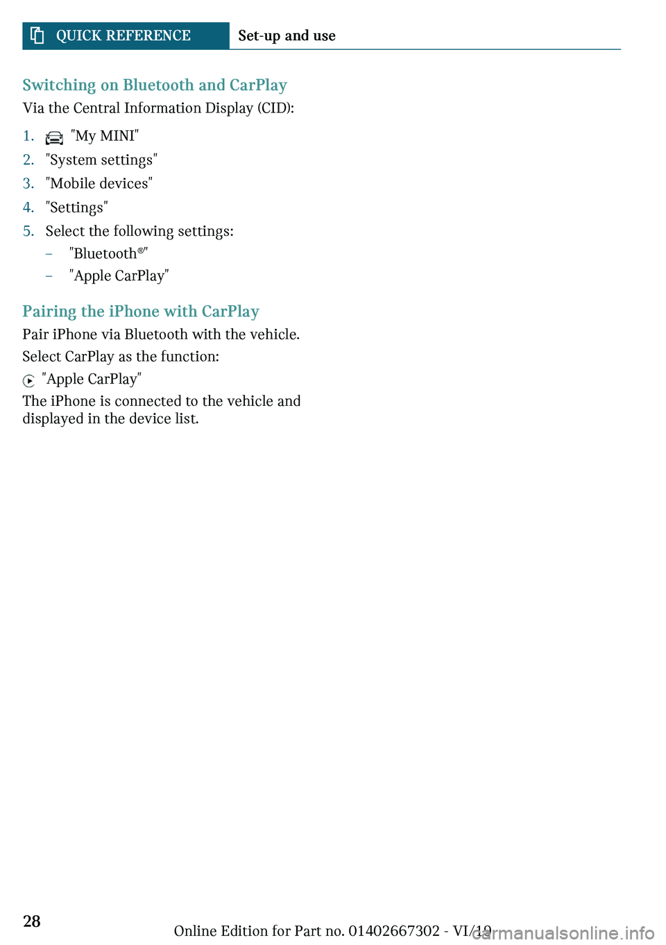 MINI COOPER CONVERTIBLE 2020  Owners Manual �d
�