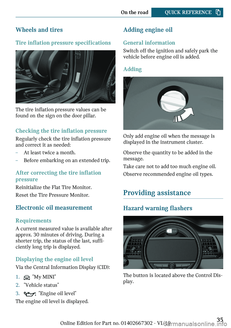 MINI COOPER CONVERTIBLE 2020  Owners Manual �W�