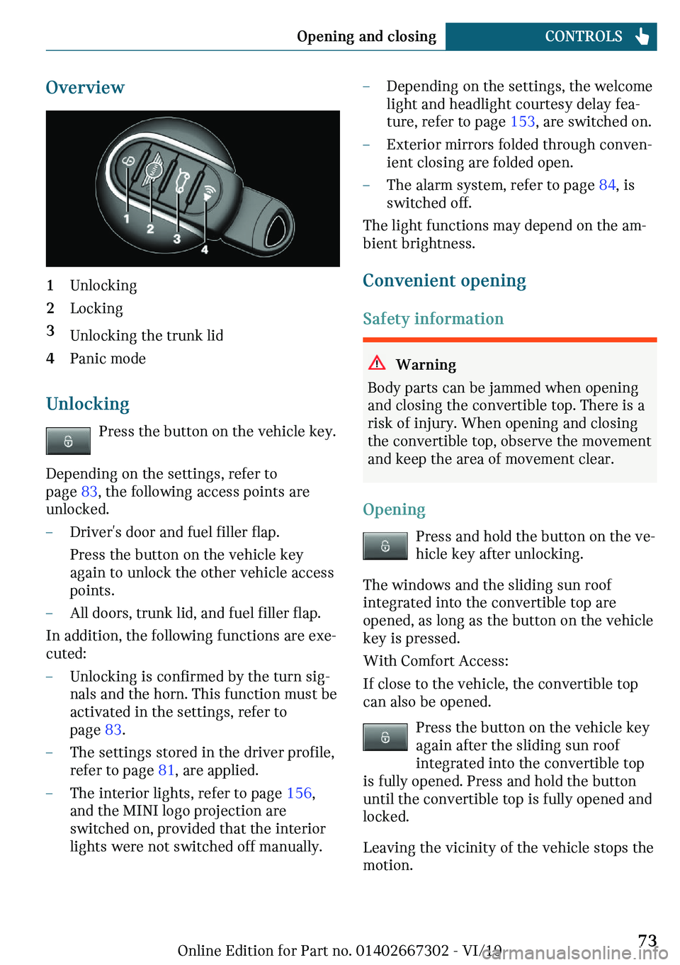 MINI COOPER CONVERTIBLE 2020  Owners Manual �O	�