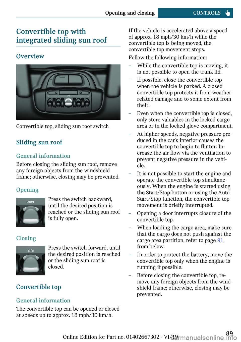 MINI COOPER CONVERTIBLE 2020  Owners Manual �C�