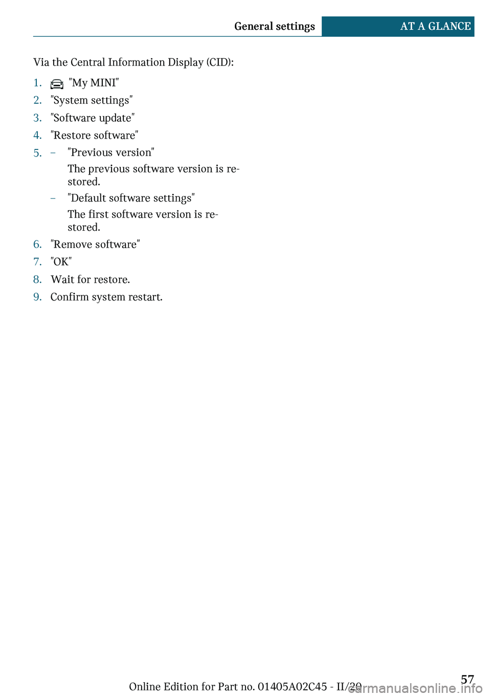 MINI COOPER CONVERTIBLE 2021  Owners Manual �V�