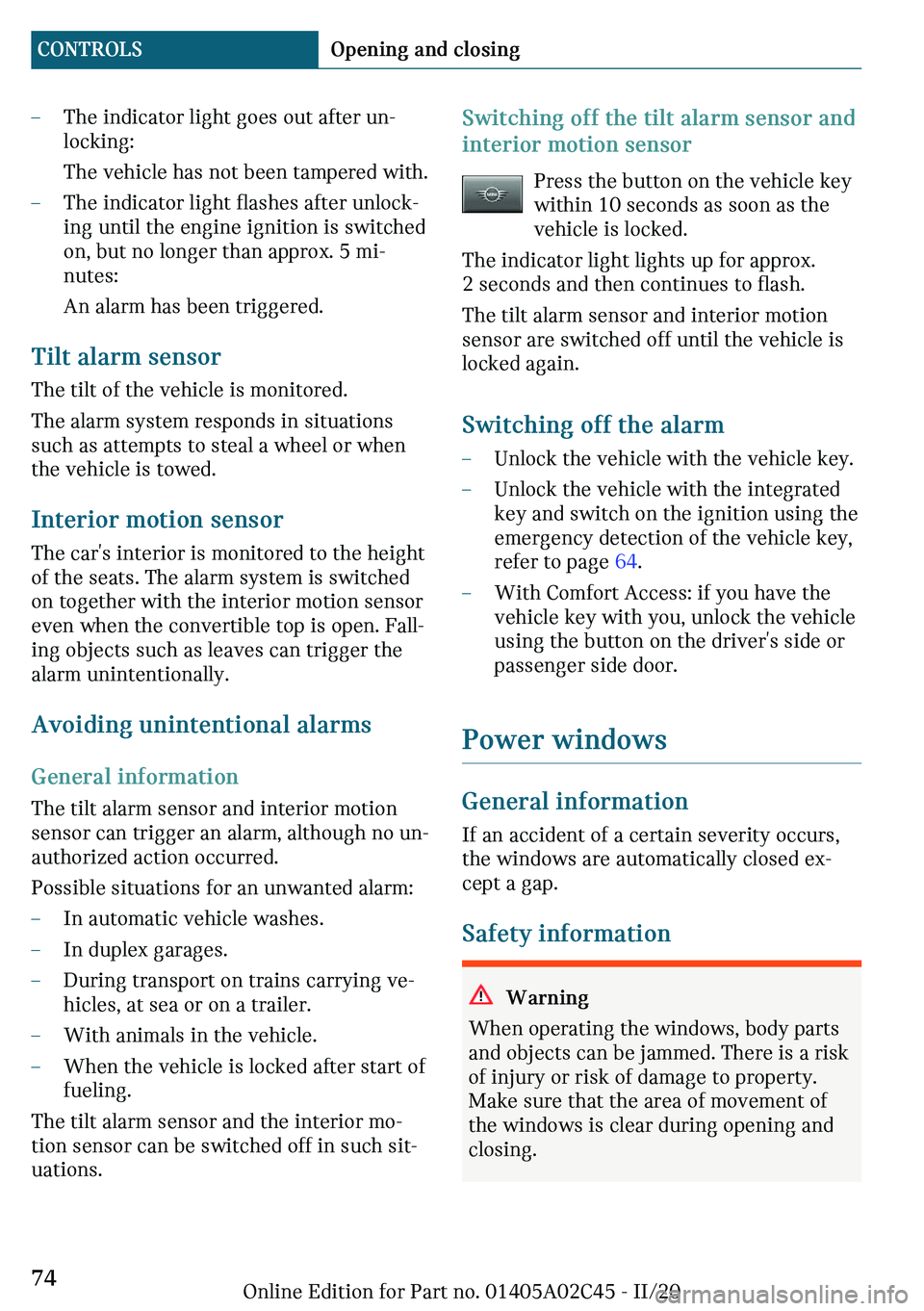 MINI COOPER CONVERTIBLE 2021  Owners Manual 