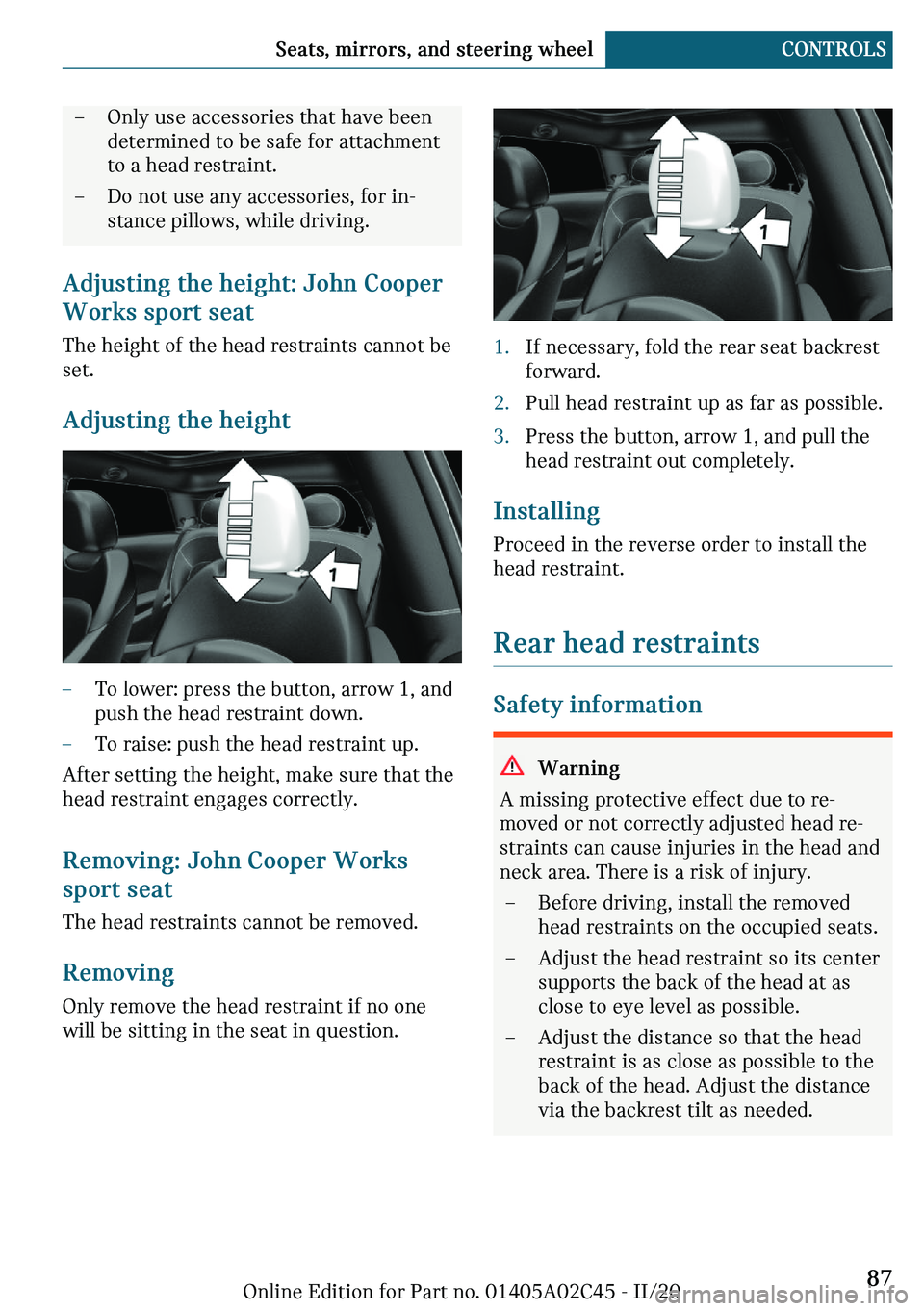 MINI COOPER CONVERTIBLE 2021  Owners Manual 