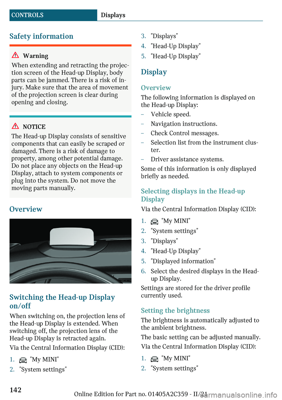 MINI COOPER CONVERTIBLE 2022  Owners Manual �d�