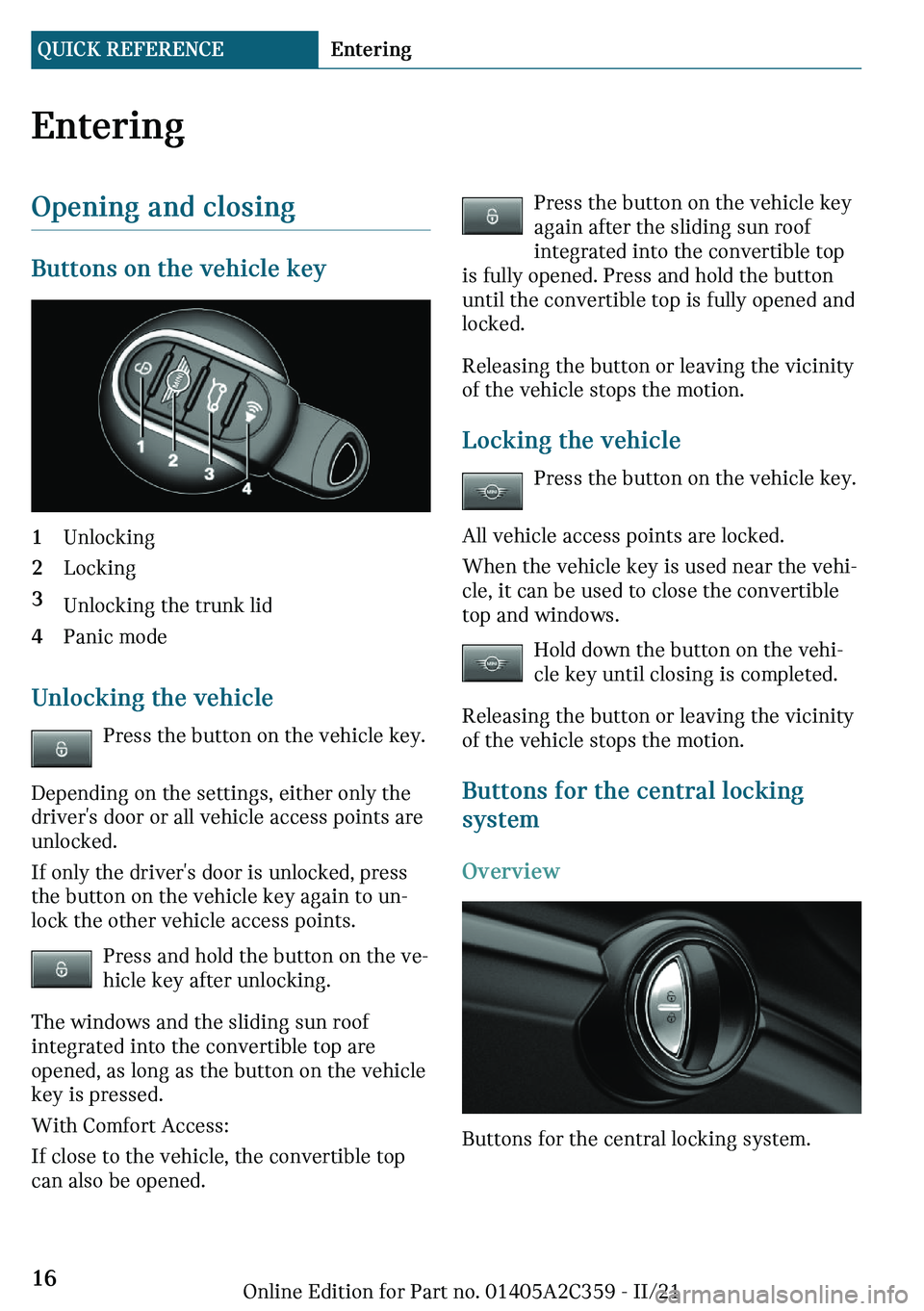 MINI COOPER CONVERTIBLE 2022  Owners Manual ��n�