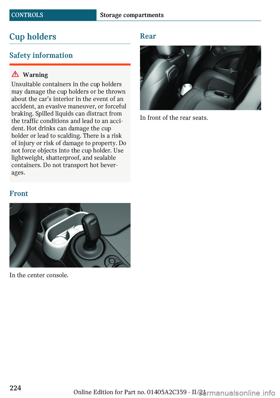 MINI COOPER CONVERTIBLE 2022  Owners Manual �C�