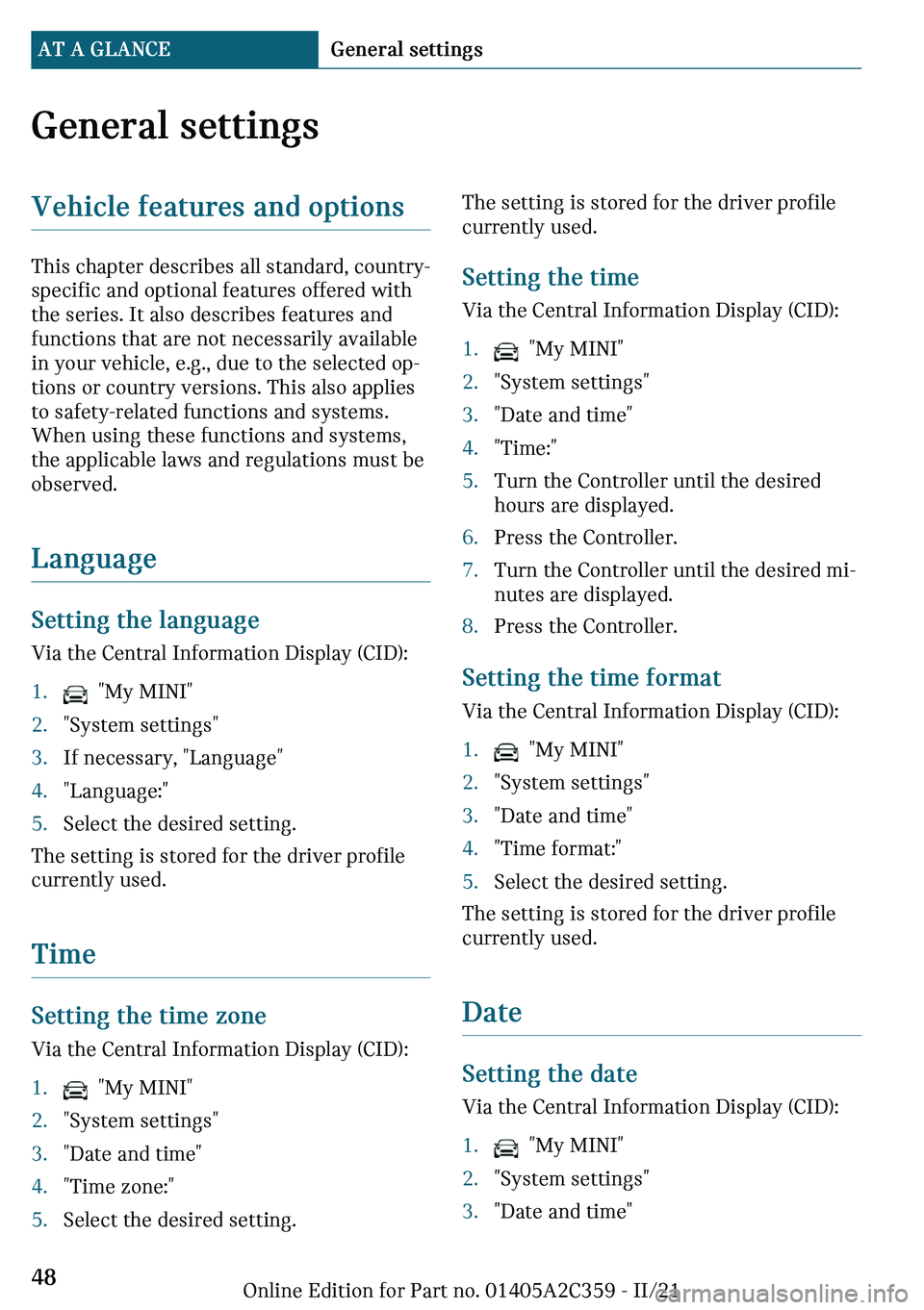 MINI COOPER CONVERTIBLE 2022  Owners Manual �G�