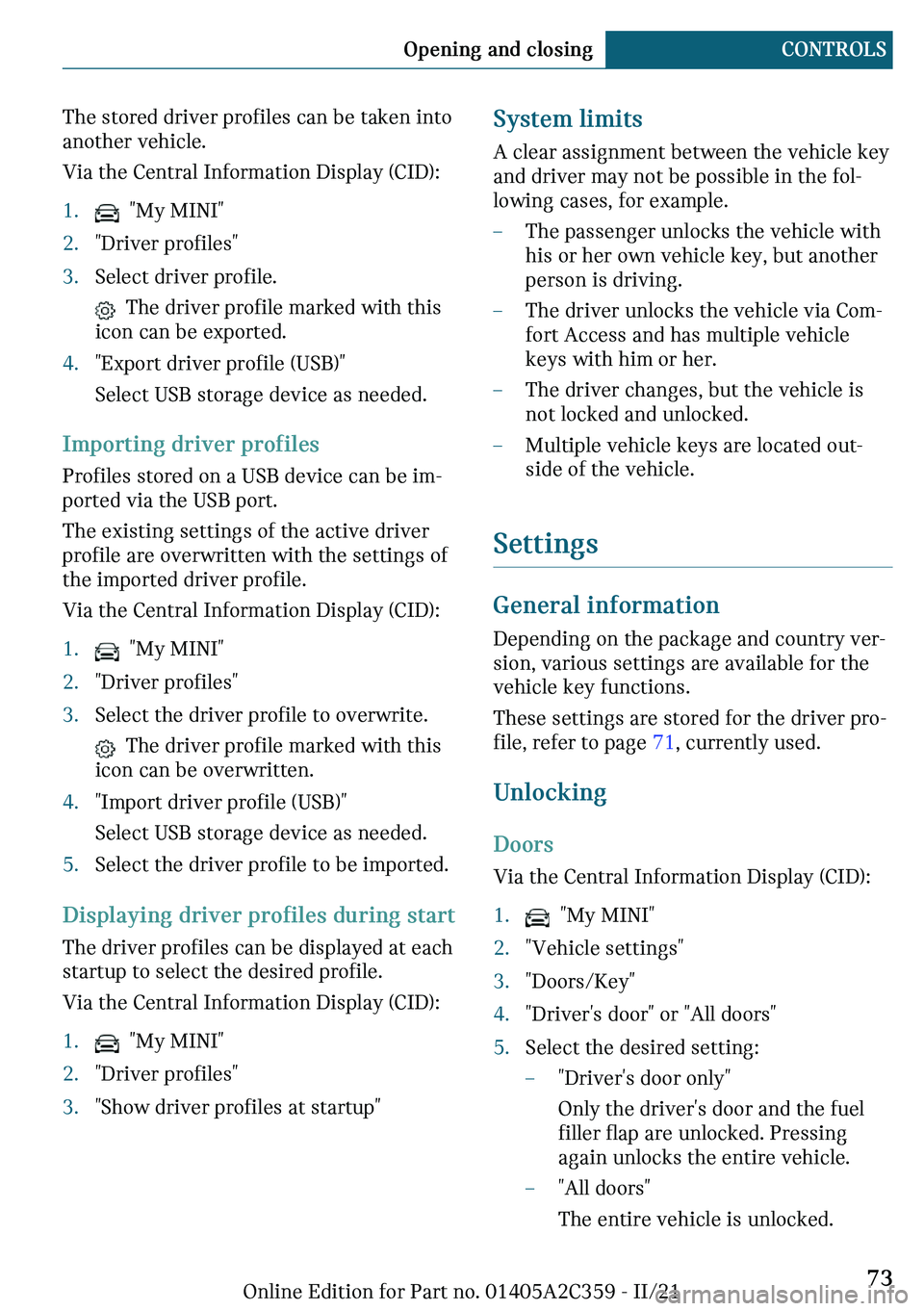 MINI COOPER CONVERTIBLE 2022  Owners Manual �m�