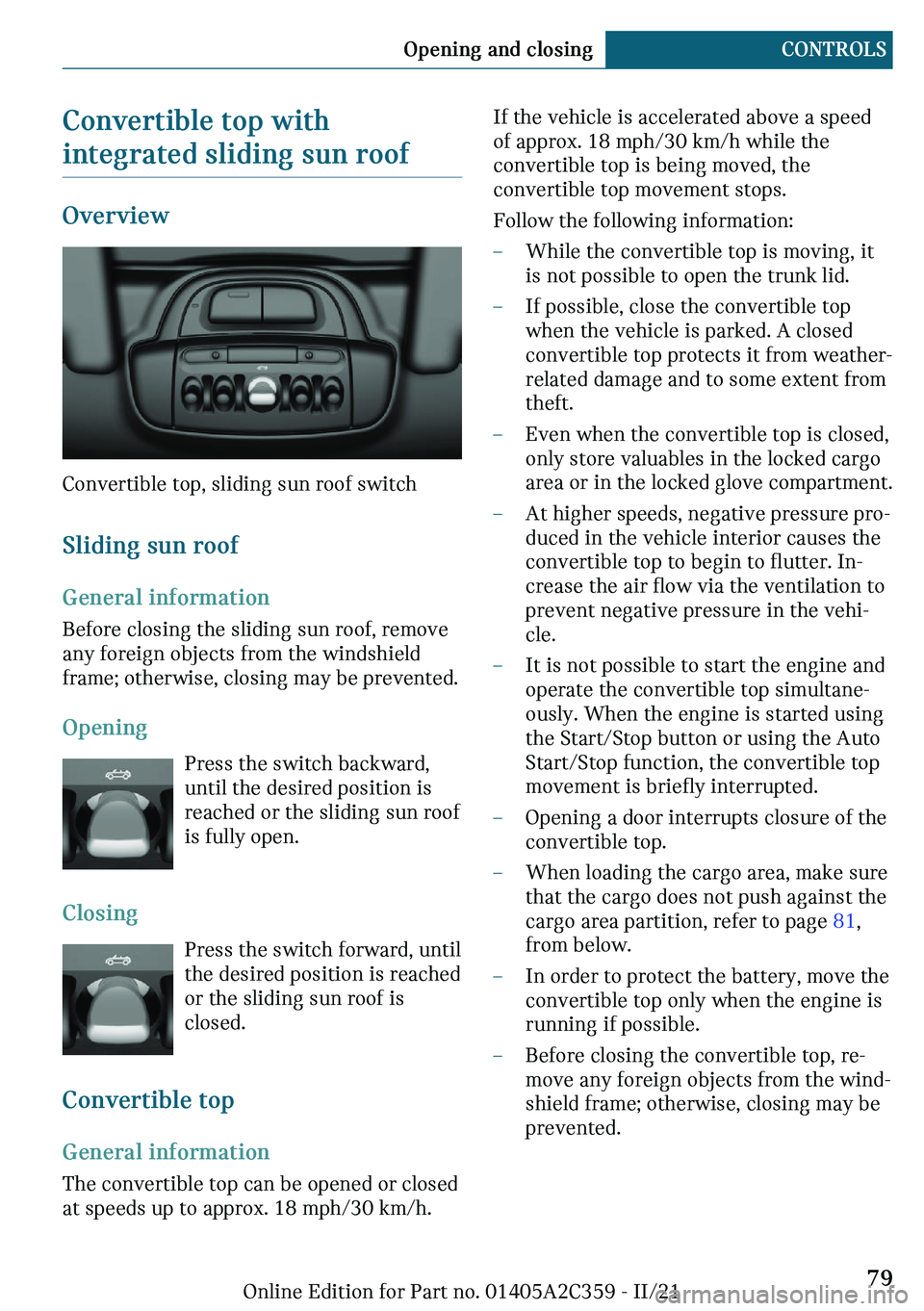 MINI COOPER CONVERTIBLE 2022  Owners Manual �C�