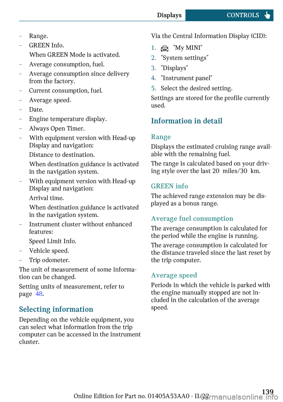 MINI COOPER CONVERTIBLE 2023  Owners Manual 