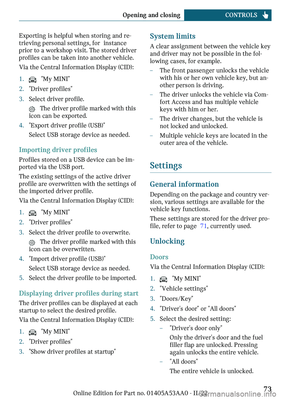 MINI COOPER CONVERTIBLE 2023  Owners Manual �C�