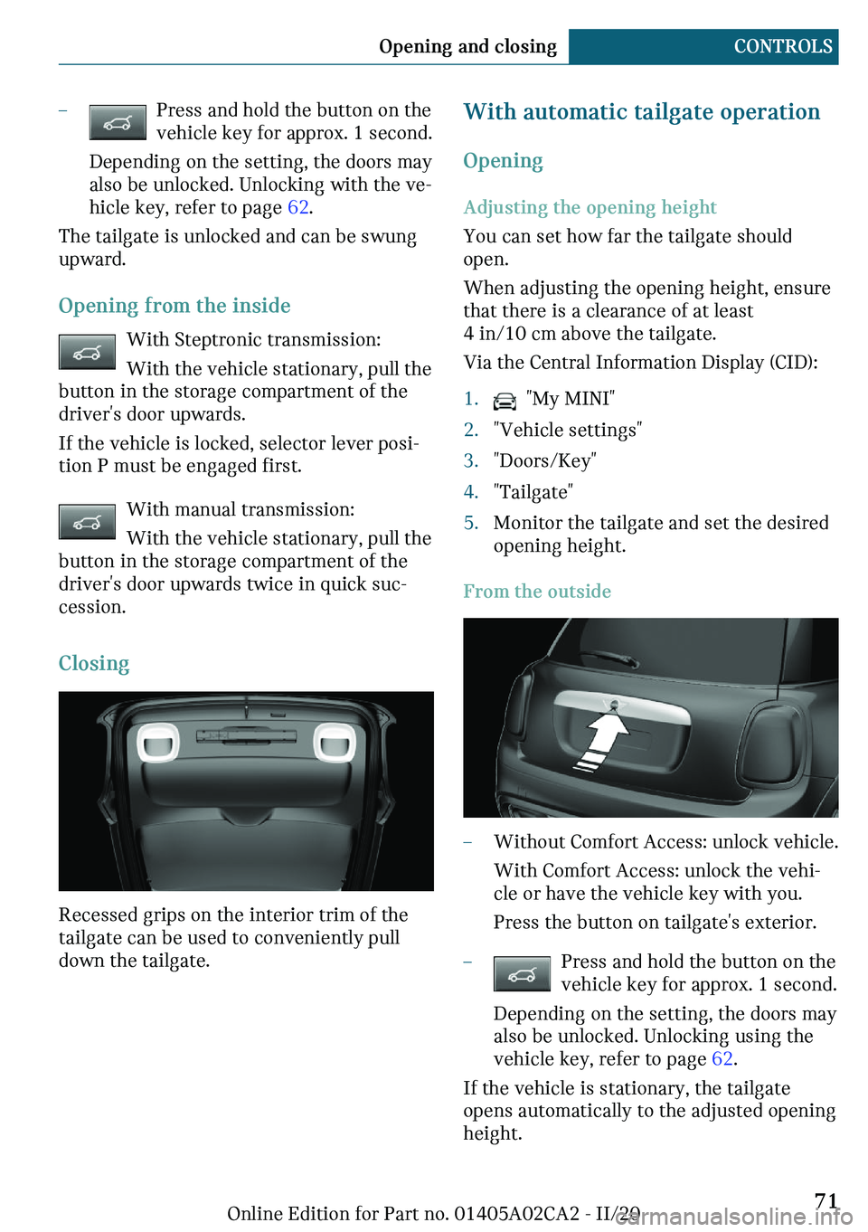 MINI COUNTRYMAN 2021  Owners Manual 
