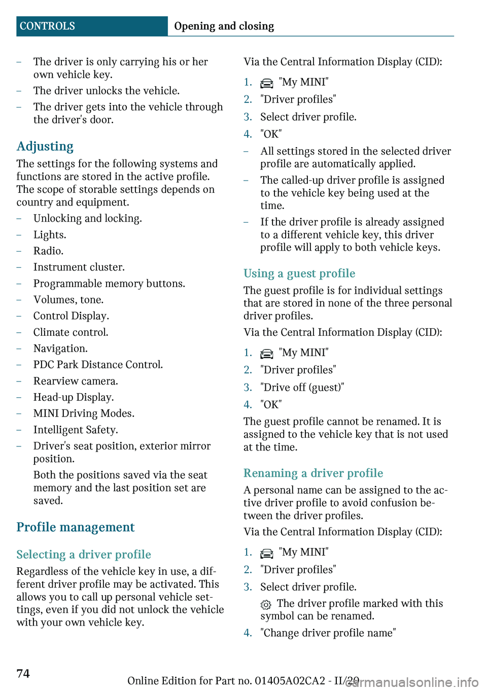 MINI COUNTRYMAN 2021  Owners Manual 
