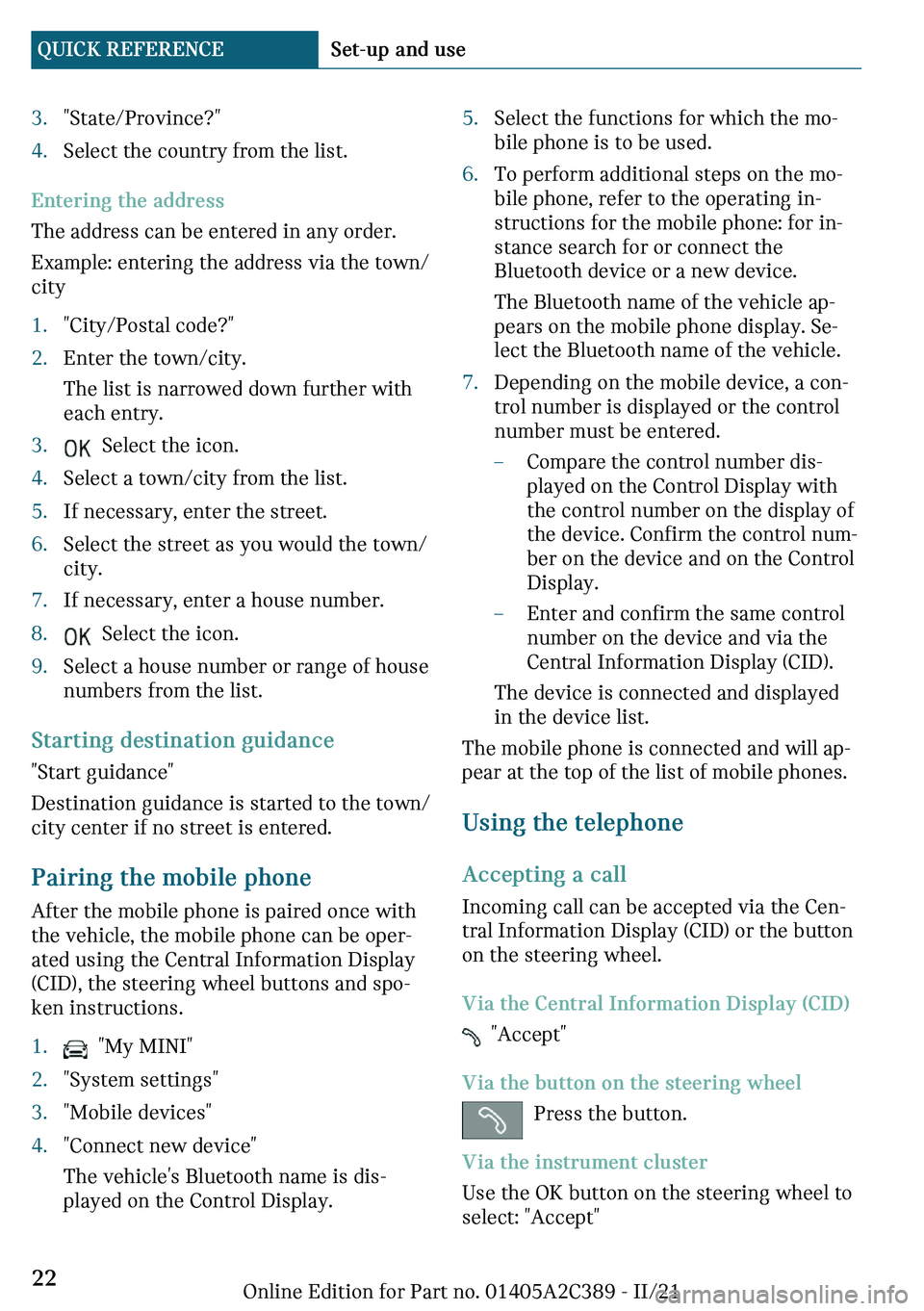 MINI COUNTRYMAN 2022  Owners Manual c