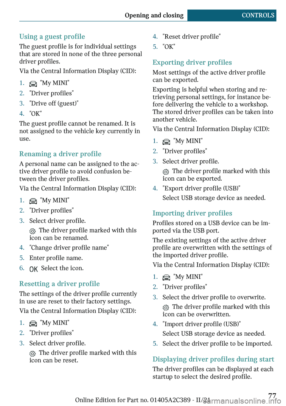 MINI COUNTRYMAN 2022  Owners Manual �r�