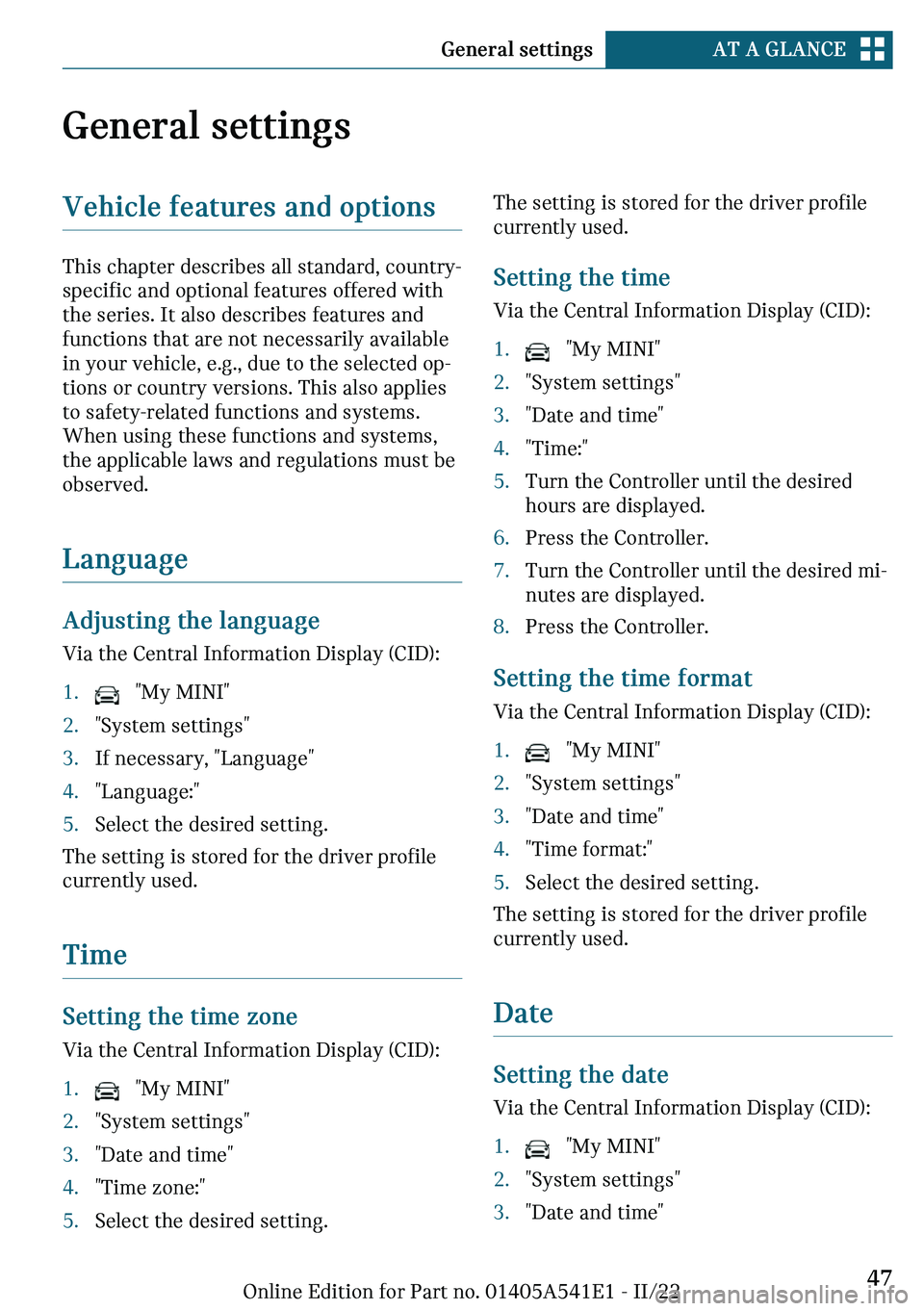 MINI COUNTRYMAN 2023  Owners Manual �G�