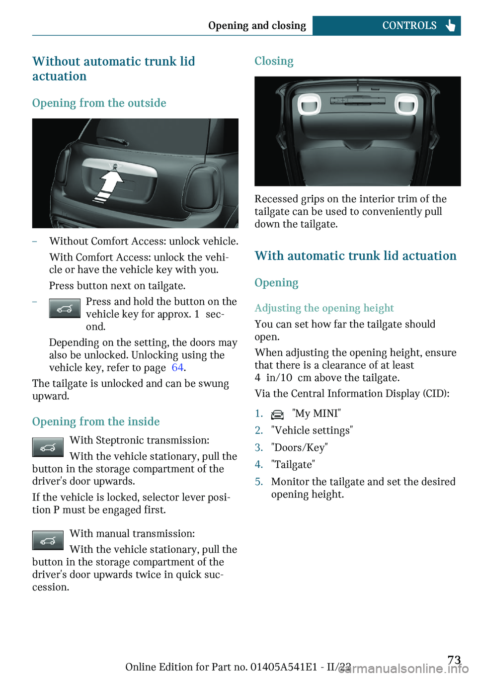 MINI COUNTRYMAN 2023  Owners Manual �W�