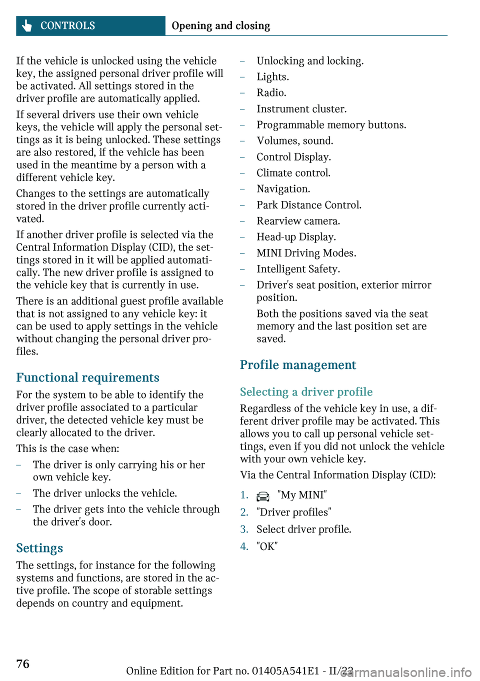 MINI COUNTRYMAN 2023  Owners Manual �-�f��