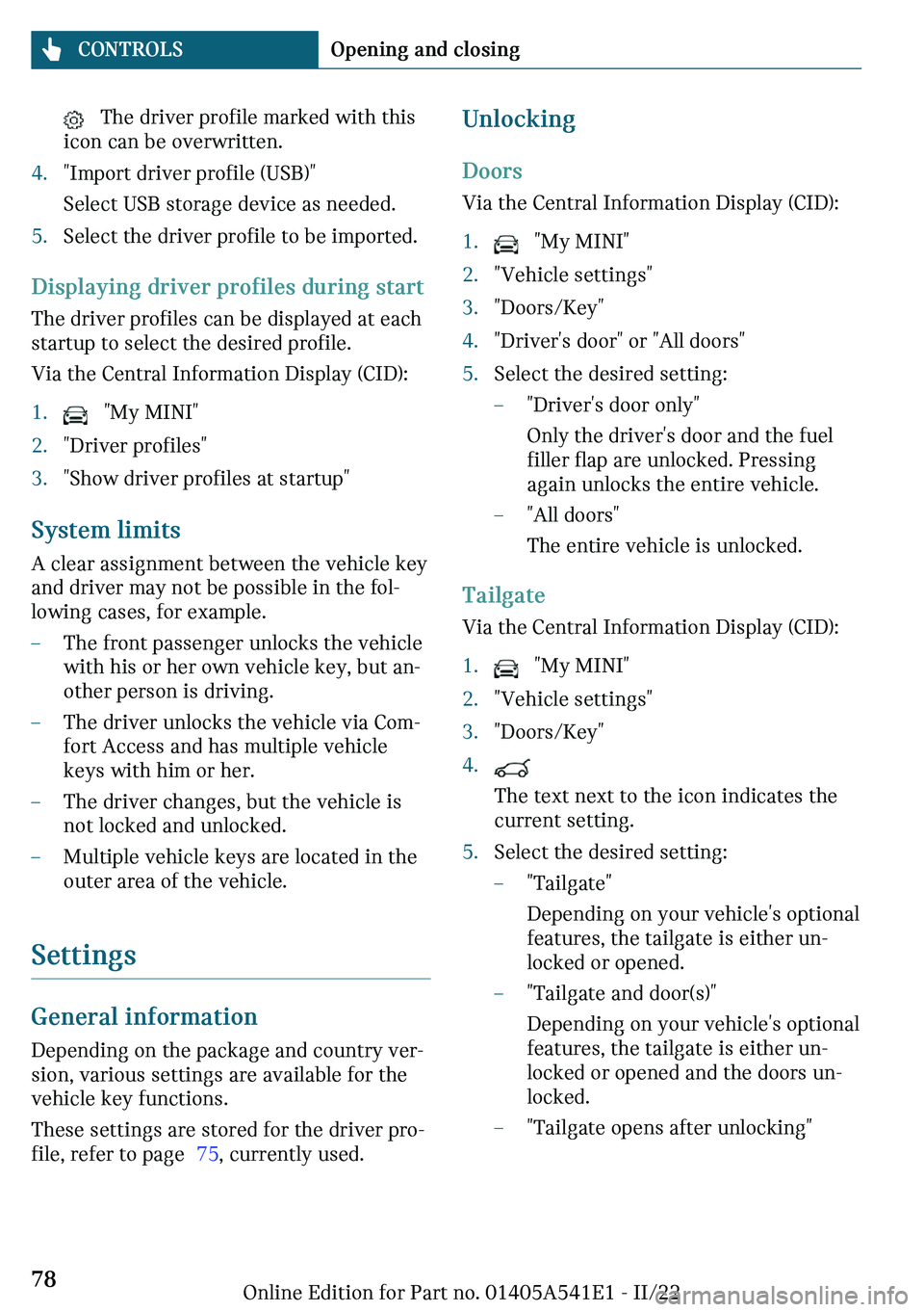 MINI COUNTRYMAN 2023  Owners Manual ���m�