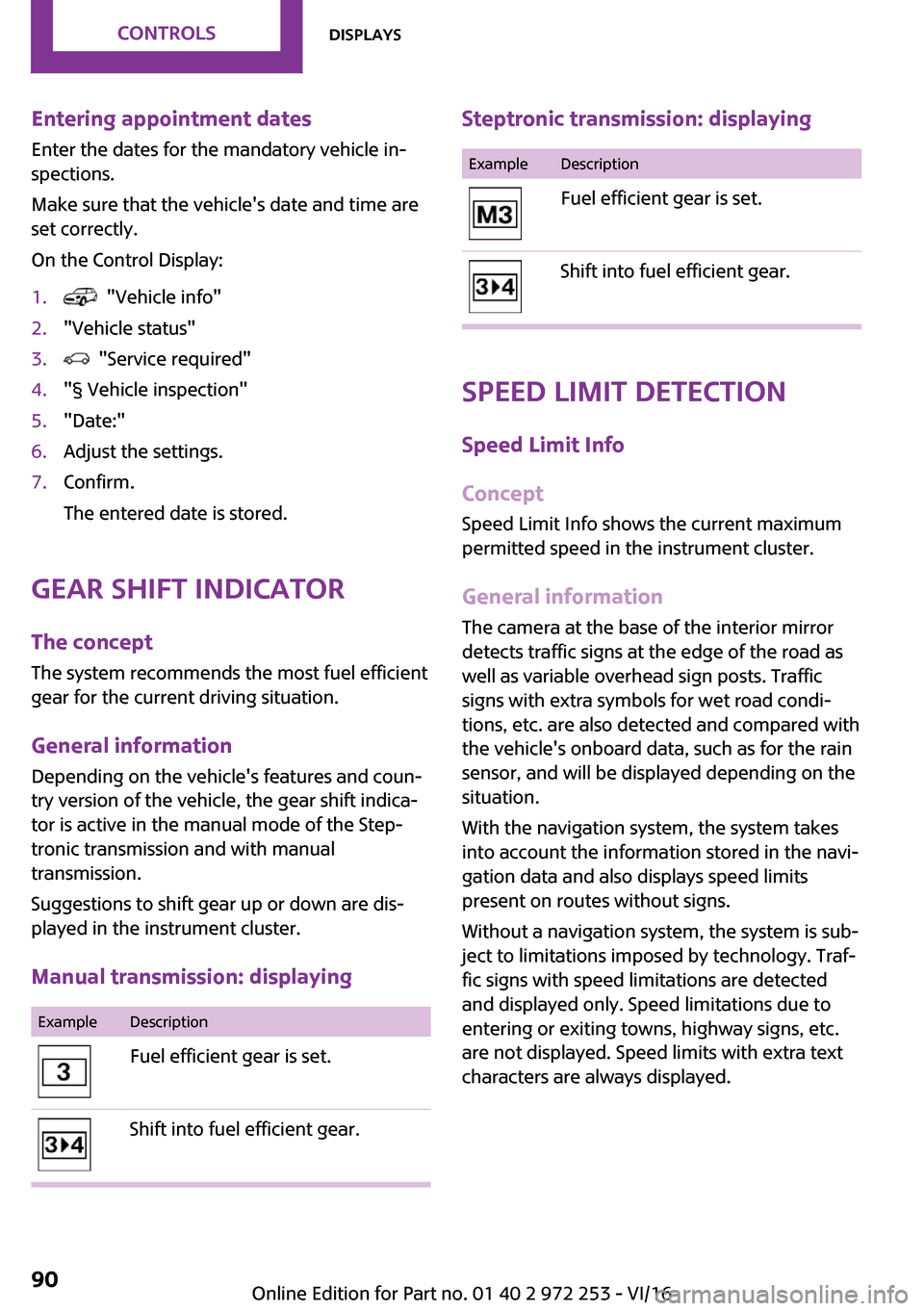 MINI Clubman 2016  Owners Manual �E�n�t�e�r�i�n�g��a�p�p�o�i�n�t�m�e�n�t��d�a�t�e�s
�E�n�t�e�r� �t�h�e� �d�a�t�e�s� �f�o�r� �t�h�e� �m�a�n�d�a�t�o�r�y� �v�e�h�i�c�l�e� �i�n~
�s�p�e�c�t�i�o�n�s�.
�M�a�k�e� �s�u�r�e� �t�h�a�t� �t�h�