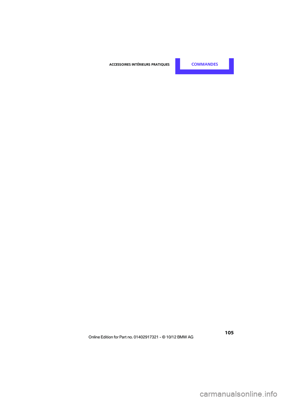 MINI Clubman 2012  Manuel du propriétaire (in French) Accessoires intérieurs pratiquesCommandes
 105

00320051004F004C00510048000300280047004C0057004C005200510003  