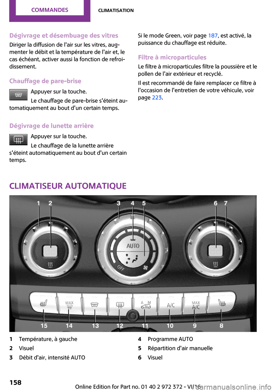 MINI Convertible 2016  Manuel du propriétaire (in French) �D�é�g�i�v�r�a�g�e��e�t��d�é�s�e�m�b�u�a�g�e��d�e�s��v�i�t�r�e�s
�D�i�r�i�g�e�r� �l�a� �d�i�f�f�u�s�i�o�n� �d�e� �l��a�i�r� �s�u�r� �l�e�s� �v�i�t�r�e�s�,� �a�u�g~ �m�e�n�t�e�r� �l�e� �d�é�b�