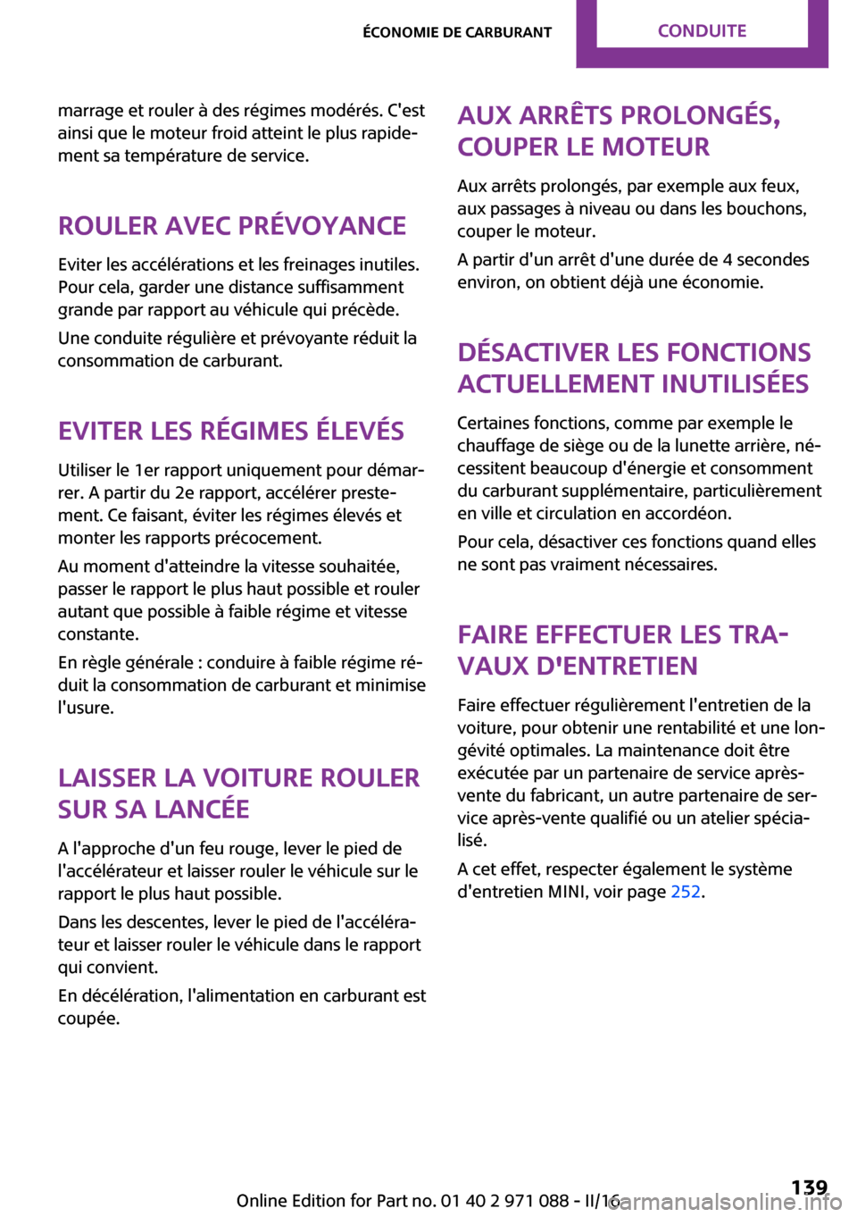 MINI Countryman 2016  Manuel du propriétaire (in French) �m�a�r�r�a�g�e� �e�t� �r�o�u�l�e�r� �