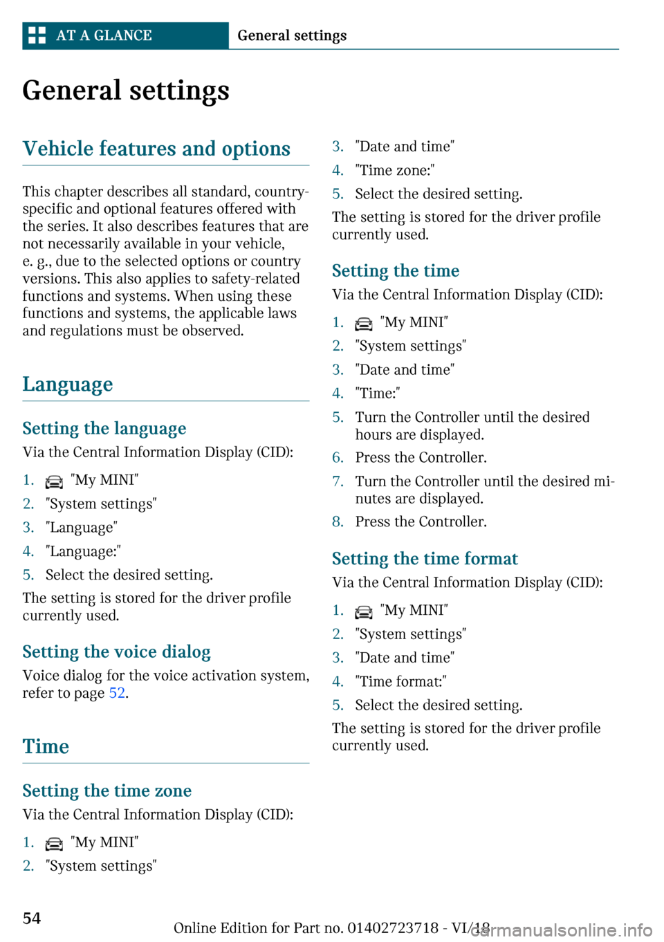 MINI Hardtop 4 Door 2019  Owners Manual �G�