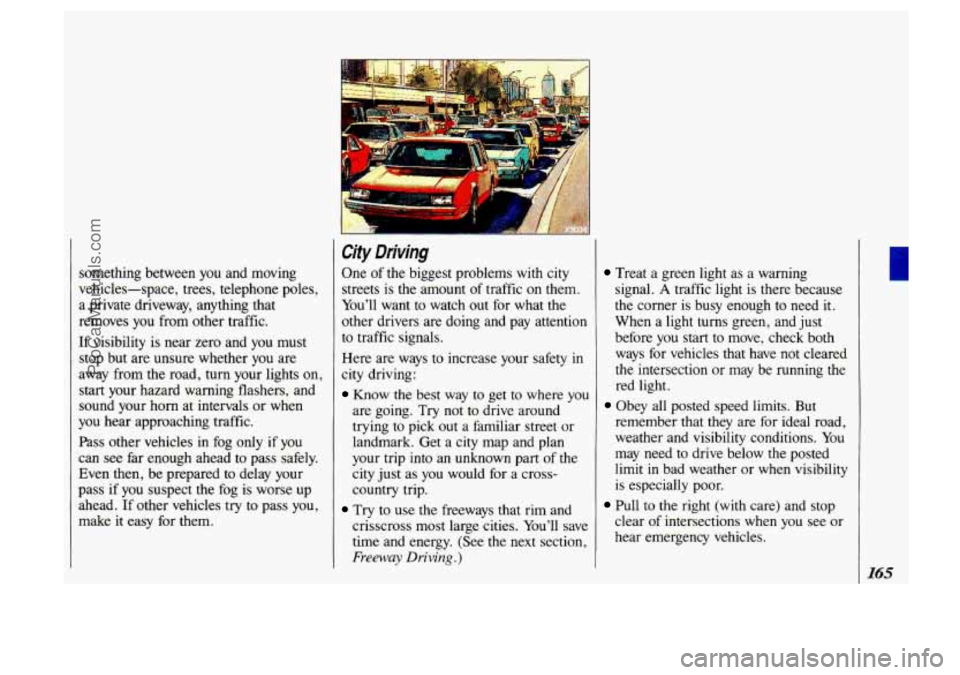 OLDSMOBILE SILHOUETTE 1993  Owners Manual something  between you and  moving 
vehicles-space,  trees, telephone poles, 
a  private  driveway,  anything  that 
removes  you  from other traffic. 
If  visibility  is near  zero  and you  must 
st