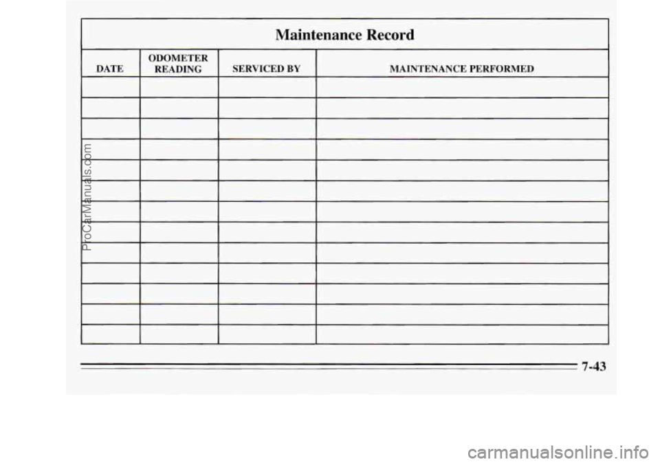 OLDSMOBILE SILHOUETTE 1995  Owners Manual Maintenance Record 
~- 
7-43 
ProCarManuals.com 