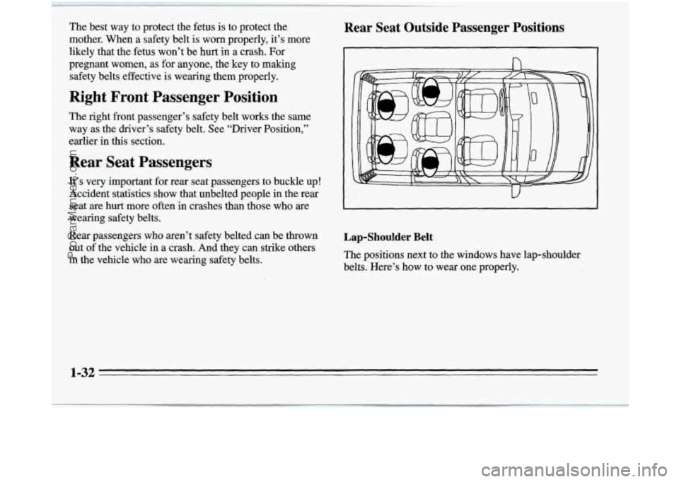 OLDSMOBILE SILHOUETTE 1995  Owners Manual Lap-Shoulder Belt 
The positions next to the windows have  lap-shoulder 
belts.  Heres 
how to wear one  properly. 
1-32 
ProCarManuals.com 
