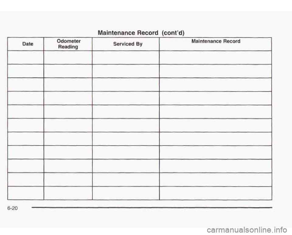 Oldsmobile Bravada 2003  Owners Manuals Maintenance  Record (cont’d)  