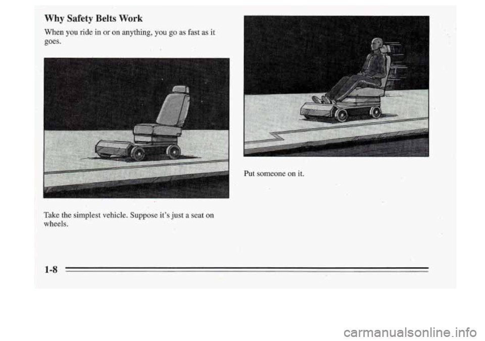 Oldsmobile Cutlass Supreme 1995  Owners Manuals Put  someone on it. 
Take  the  simplest  vehicle.  Suppose  it’s  just a seat 
on 
wheels. 
1-8  