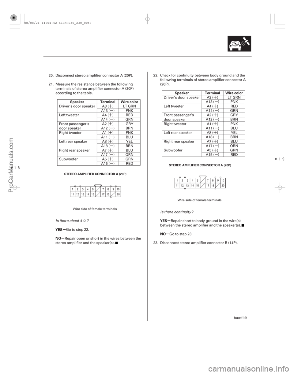 ACURA CSX 2006 Service Repair Manual ´µ
´ µ
´ µ
´ µ
´ µ
´ µ
´ µ
´µ
´ µ
´ µ
´ µ
´ µ
´ µ
´ µ
Î
Î
µ
µ µ
µ
Speaker Terminal Wire color
YES
NO Speaker Terminal Wire c ACURA CSX 2006 Service Repair Manual ´µ
´ µ
´ µ
´ µ
´ µ
´ µ
´ µ
´µ
´ µ
´ µ
´ µ
´ µ
´ µ
´ µ
Î
Î
µ
µ µ
µ
Speaker Terminal Wire color
YES
NO Speaker Terminal Wire c