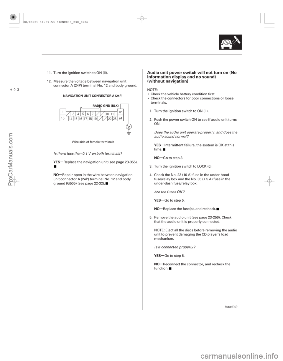 ACURA CSX 2006 Service Repair Manual Î
(##
)
µ
µ µ
µ
µ
µ
µ
µ
YES
NO
YES
NO
YES
NO
YES
NO
Audio unit power switch will not turn on (No
information display and no sound)
(w ACURA CSX 2006 Service Repair Manual Î
(##
)
µ
µ µ
µ
µ
µ
µ
µ
YES
NO
YES
NO
YES
NO
YES
NO
Audio unit power switch will not turn on (No
information display and no sound)
(w