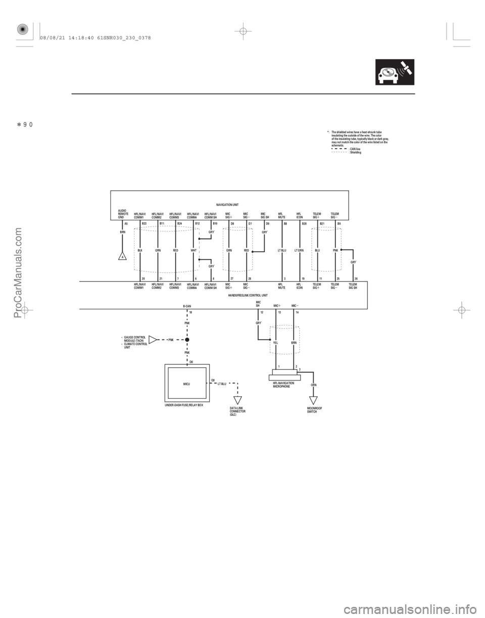 ACURA CSX 2006 Service Repair Manual Î
´µ´ µ
´µ ´ µ
´µ
23-375
3
27
HANDSFREELINK CONTROL UNIT
MIC
SIG
MIC
SIG HFL
MUTE
BRN
YEL
HFL-NAVIGATION
MICROPHONE HFL
ICON
TELEM
SIG TELEM
SIG
12 13 14
D8 D7 D9 B8 B20 B21 ACURA CSX 2006 Service Repair Manual Î
´µ´ µ
´µ ´ µ
´µ
23-375
3
27
HANDSFREELINK CONTROL UNIT
MIC
SIG
MIC
SIG HFL
MUTE
BRN
YEL
HFL-NAVIGATION
MICROPHONE HFL
ICON
TELEM
SIG TELEM
SIG
12 13 14
D8 D7 D9 B8 B20 B21