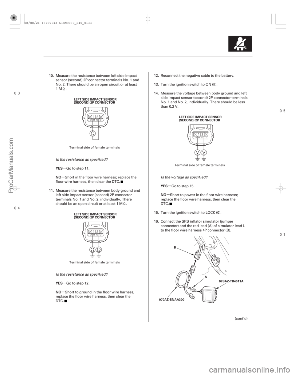 ACURA CSX 2006 Service Repair Manual
µ
µ
µ
µ µ
µ
YES
NO
YES
NO YES
NO
24-133
LEFT SIDE IMPACT SENSOR
(SECOND) 2P CONNECTOR
LEFT SIDE IMPACT SENSOR
(SECOND) 2P CONNECTOR LEFT SIDE IMPACT SENSOR
(SECOND) 2P C ACURA CSX 2006 Service Repair Manual
µ
µ
µ
µ µ
µ
YES
NO
YES
NO YES
NO
24-133
LEFT SIDE IMPACT SENSOR
(SECOND) 2P CONNECTOR
LEFT SIDE IMPACT SENSOR
(SECOND) 2P CONNECTOR LEFT SIDE IMPACT SENSOR
(SECOND) 2P C