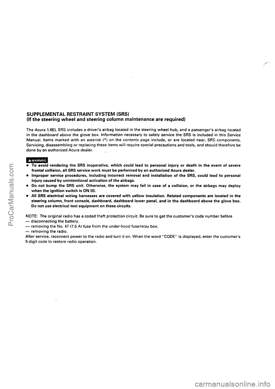 ACURA EL 1997  Service Repair Manual ProCarManuals.com 