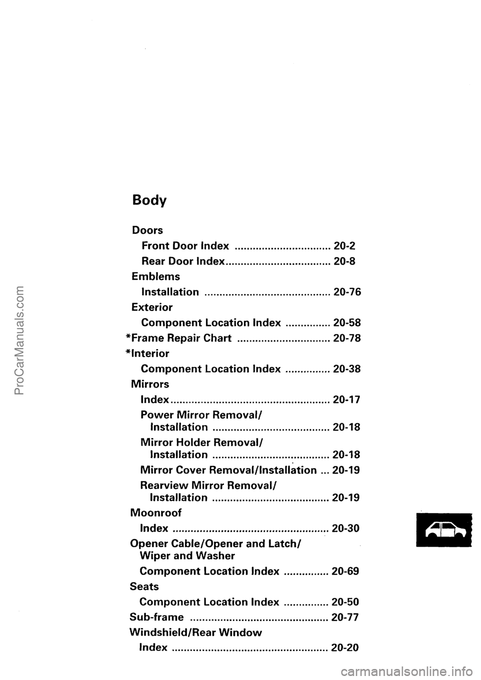 ACURA EL 1997  Service Repair Manual ProCarManuals.com 