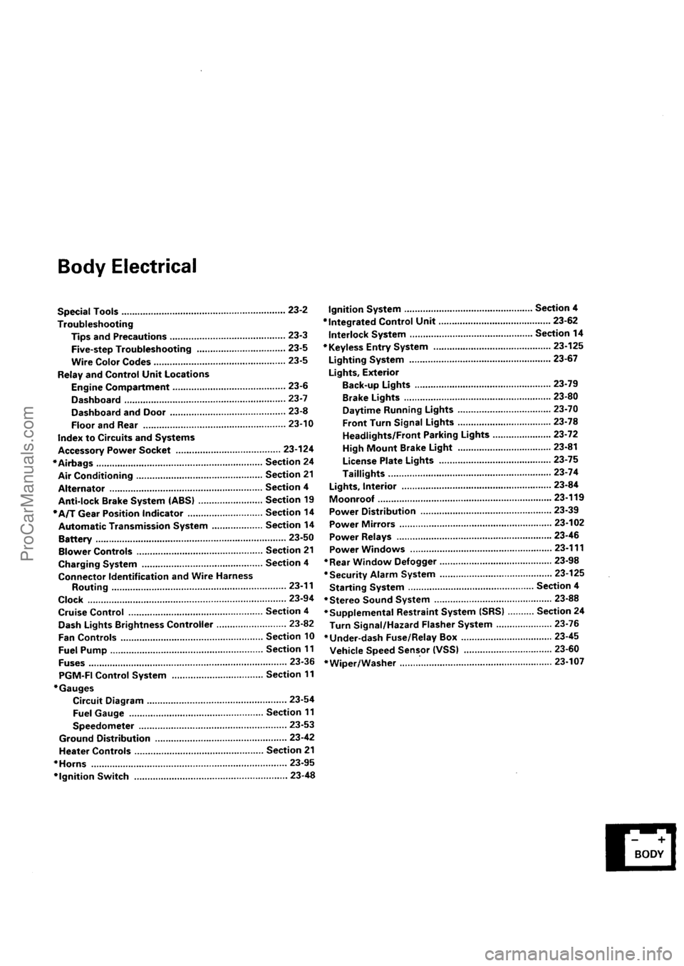 ACURA EL 1997  Service Repair Manual ProCarManuals.com 