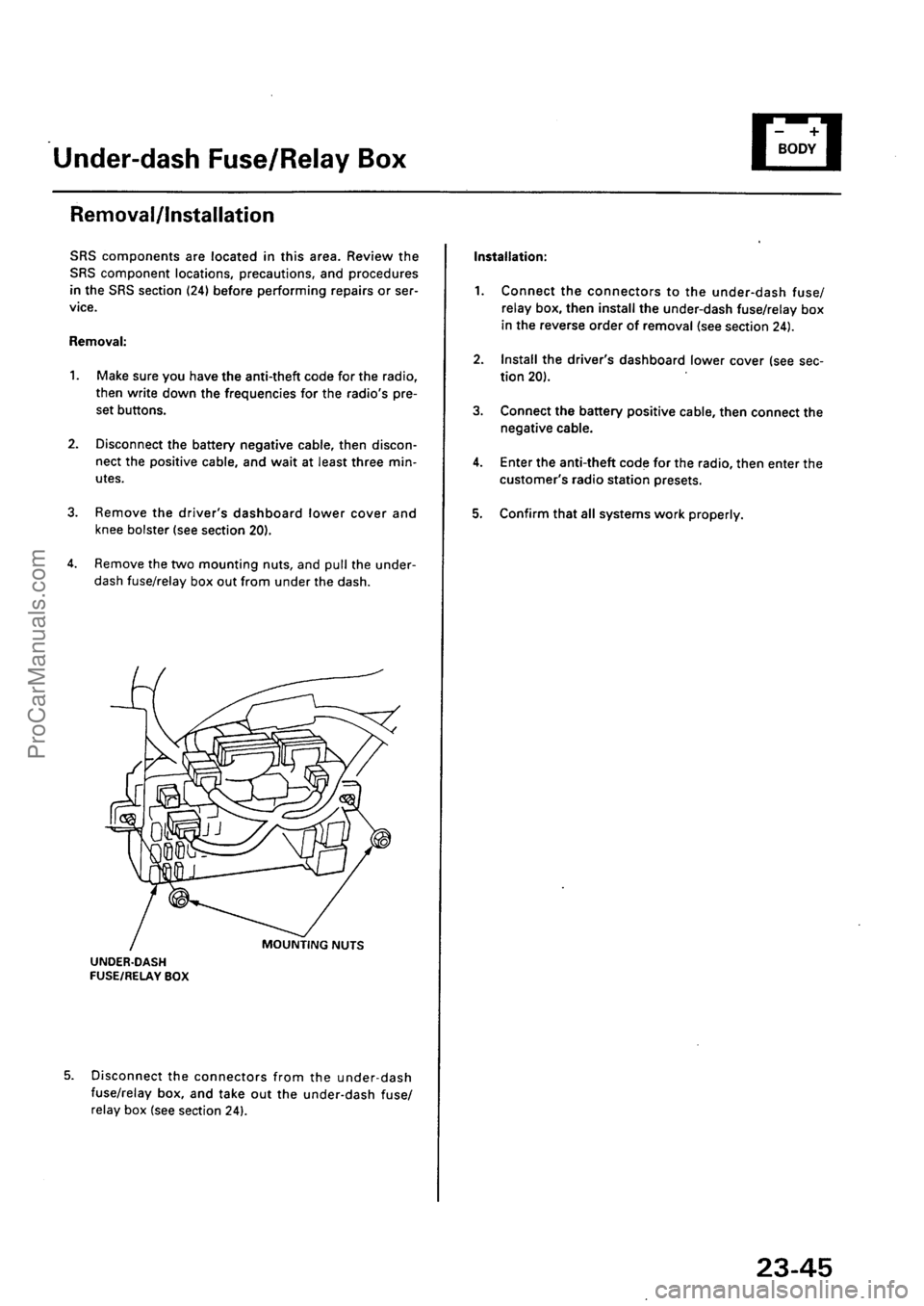 ACURA EL 1997  Service Repair Manual ProCarManuals.com 