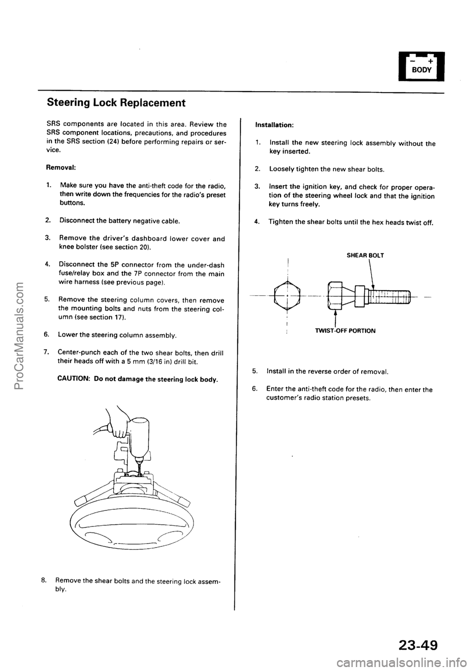 ACURA EL 1997  Service Repair Manual ProCarManuals.com 