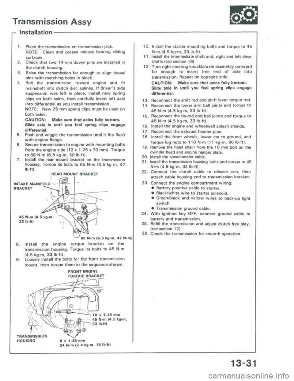 ACURA INTEGRA 1986  Service Repair Manual 