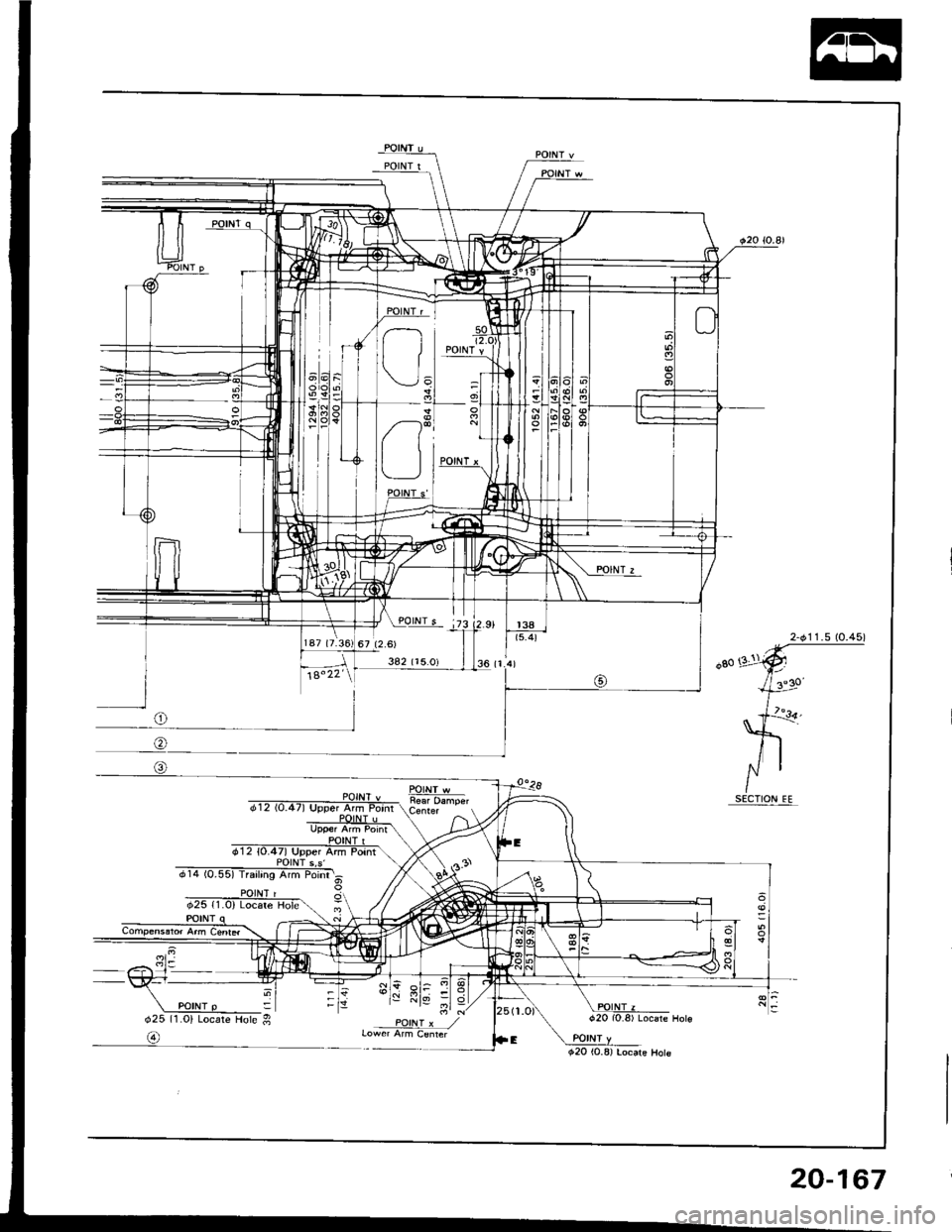 ACURA INTEGRA 1994  Service Repair Manual POINT w
d25 ll.ol Locare Hole g
@
20-167 