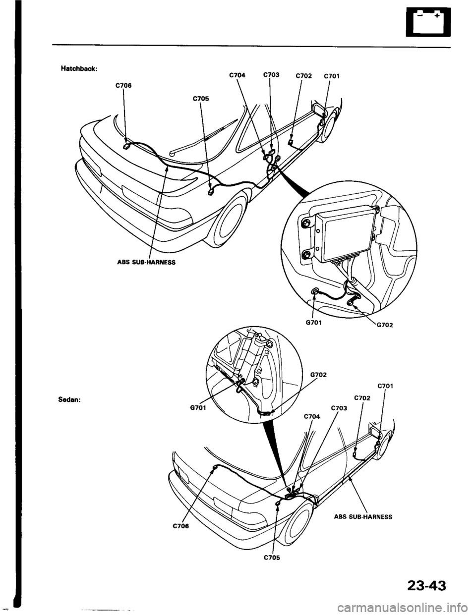 ACURA INTEGRA 1994  Service Repair Manual Hatchback:
Sedan:
23-43 